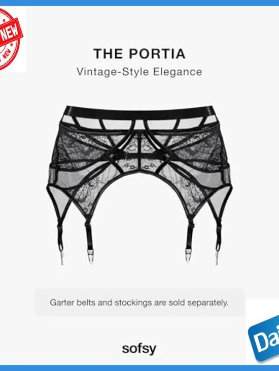 Retro Lace Garter Belt with Metal Clips Adjustable High Waist Mesh Lingerie - Picture 3 of 7